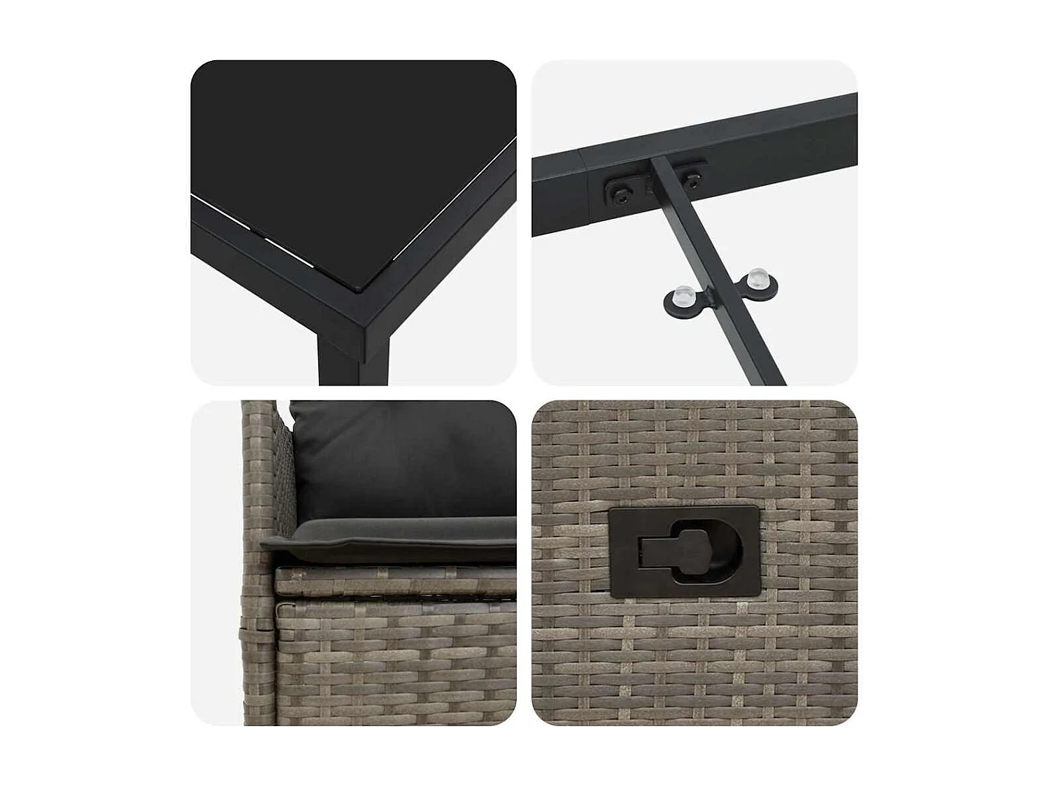 Ensemble de Salle à Manger de Jardin 5 Pièces avec Coussins Gris Poly Rattan