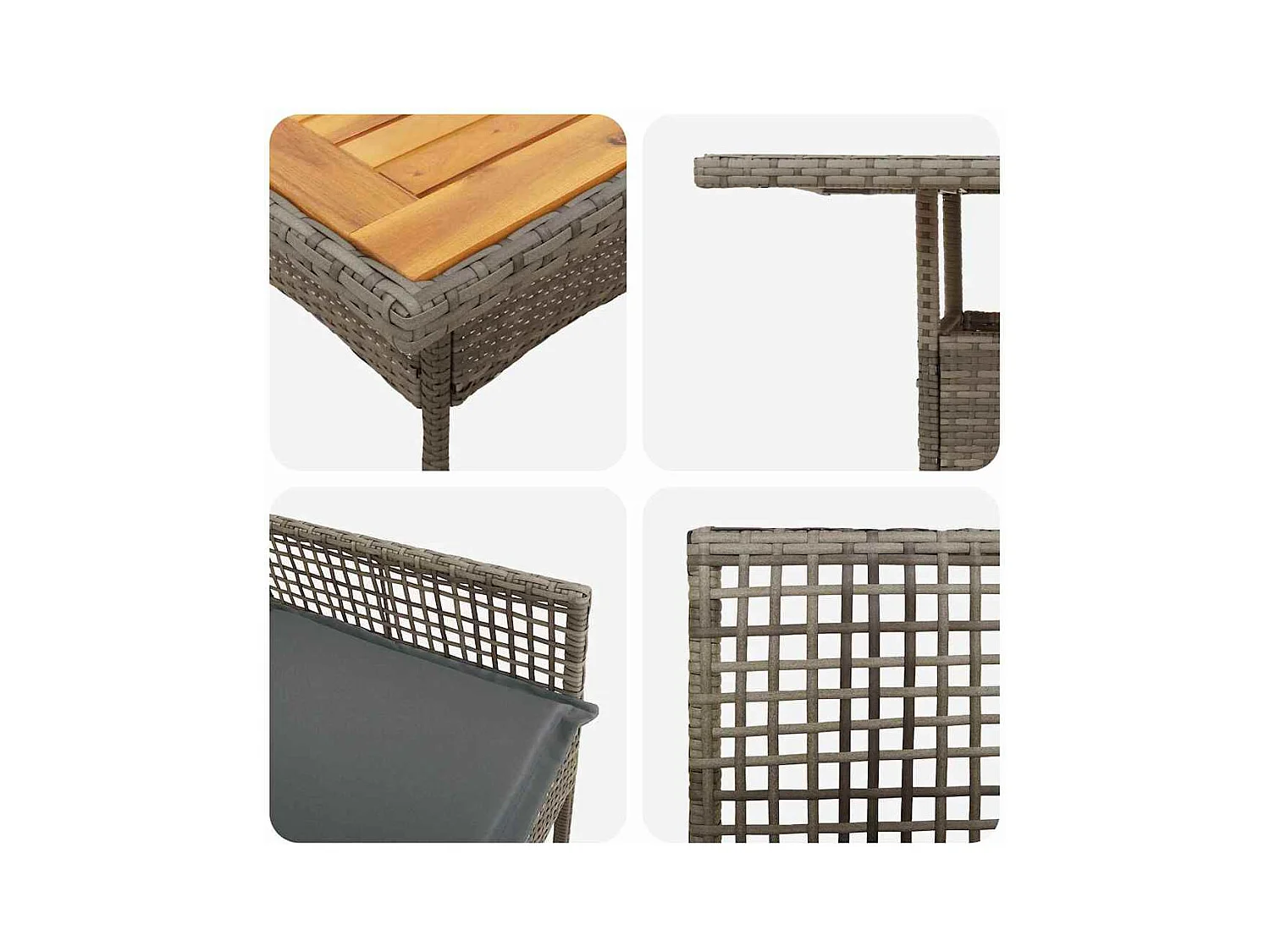 Set da pranzo da giardino 3 pezzi con cuscini in polyrattan grigio