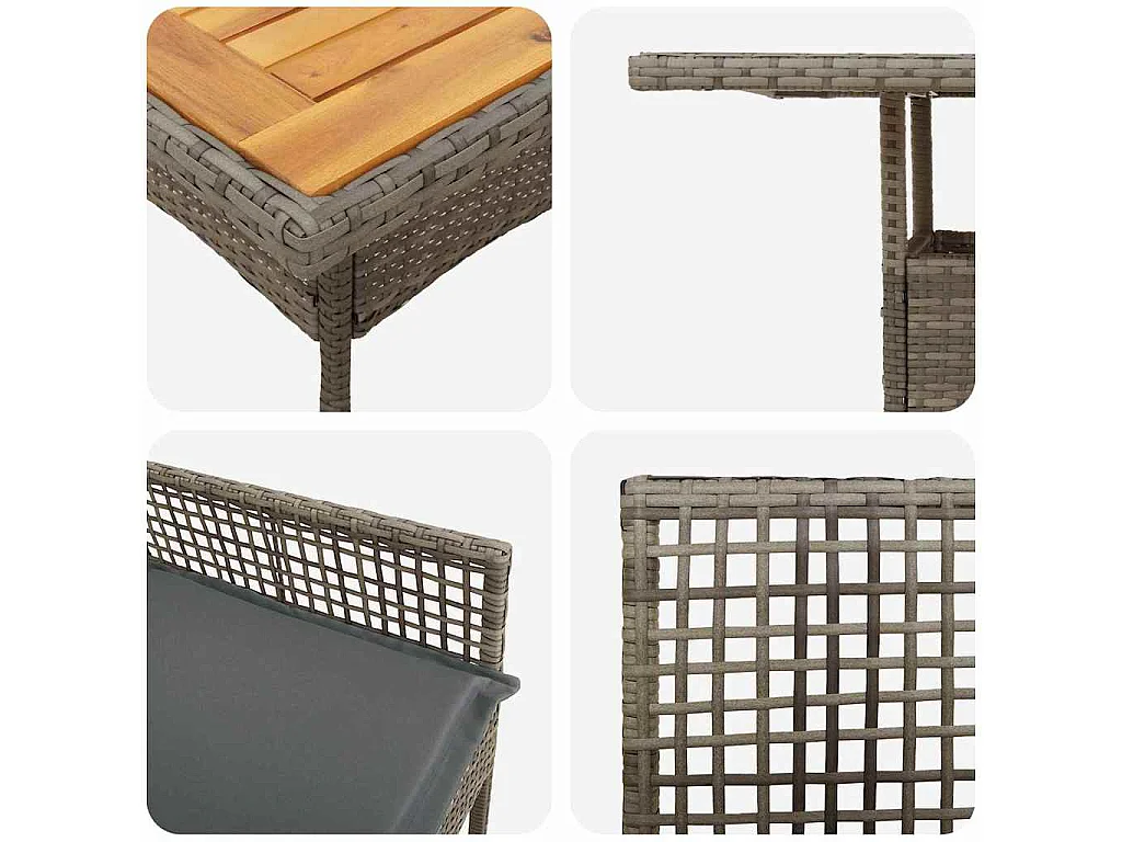 Ensemble de Salle à Manger de Jardin 3 Pièces avec Coussins Gris Poly Rattan