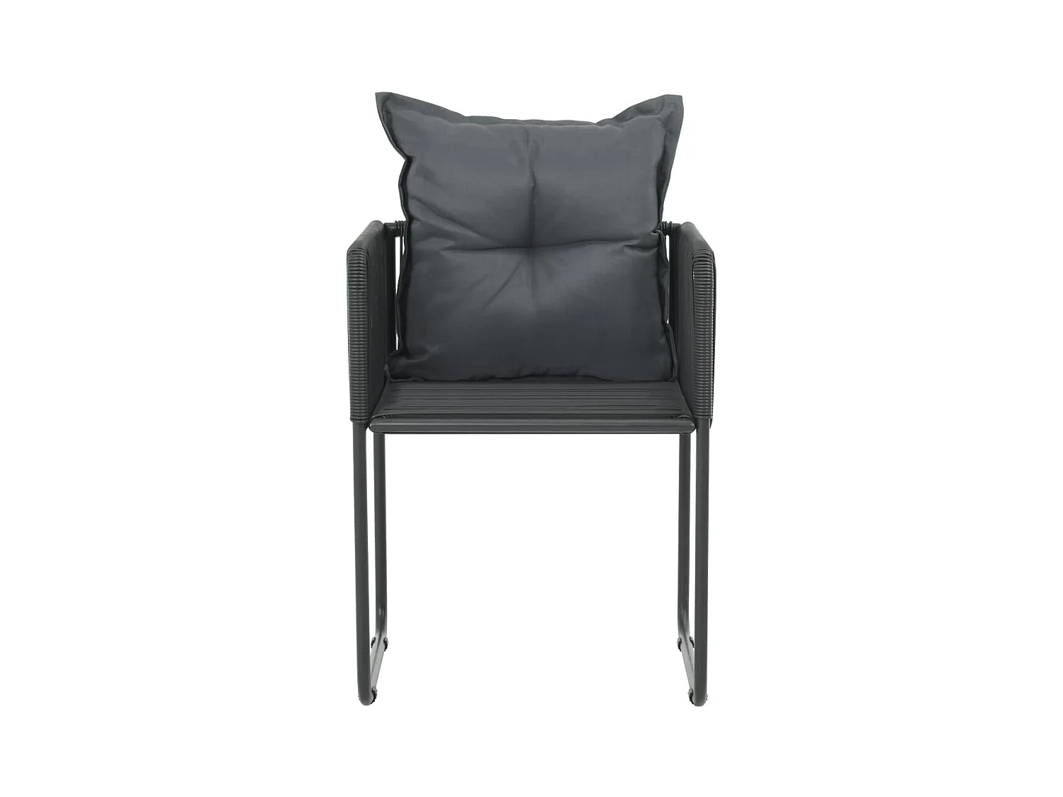 Gartenstühle 6er Set mit Kissen Schwarzes Korbgeflecht