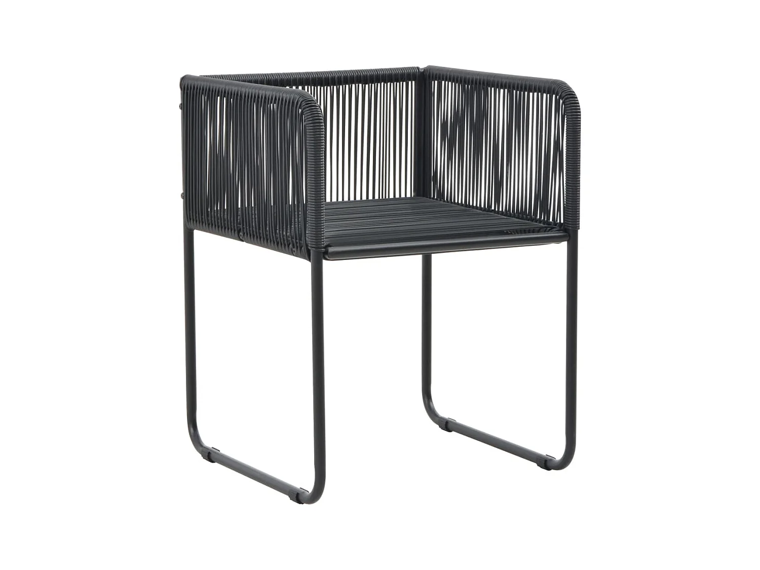 Gartenstühle 6er Set mit Kissen Schwarzes Korbgeflecht