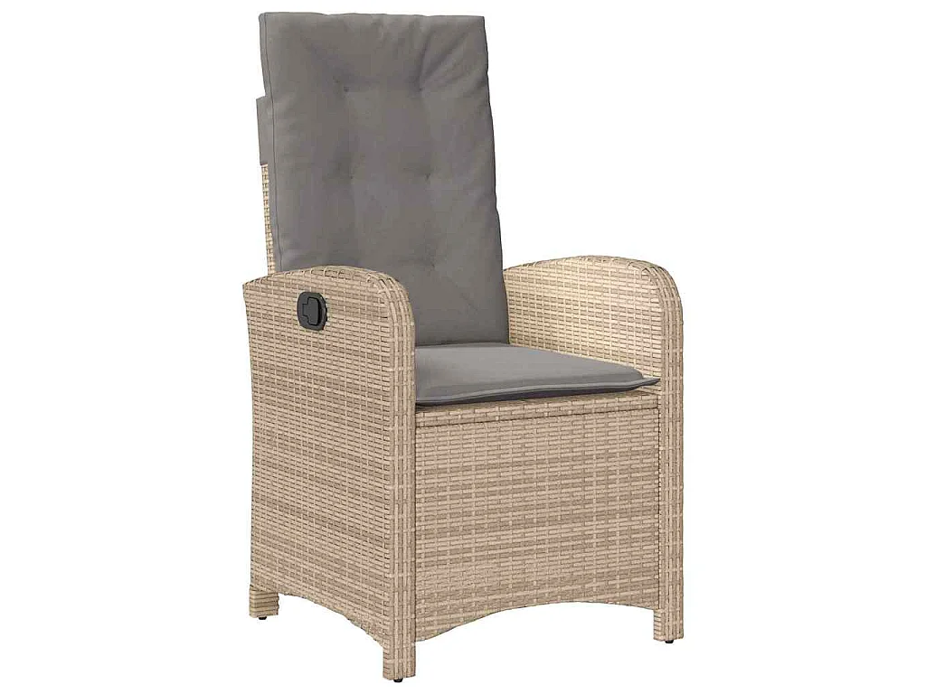 Juego de comedor de jardín de 3 piezas con cojines de ratán sintético beige