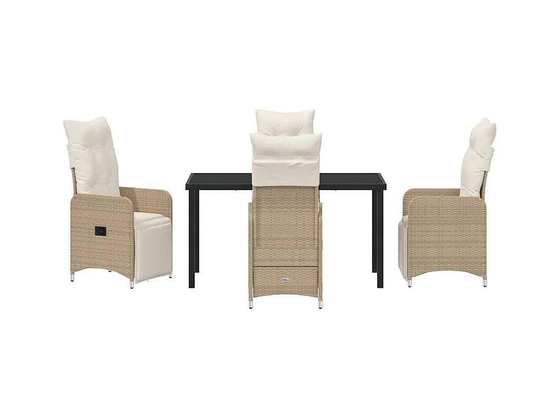 Set da giardino 5 pezzi con cuscini in polyrattan beige