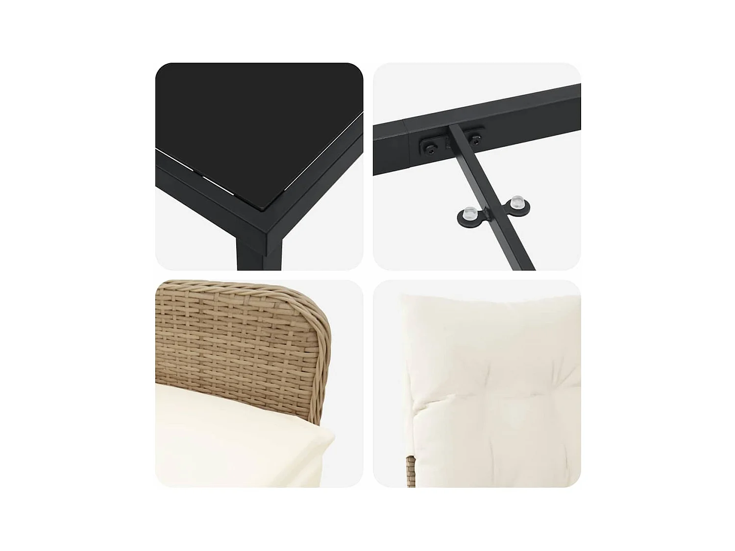 Set da giardino 5 pezzi con cuscini in polyrattan beige