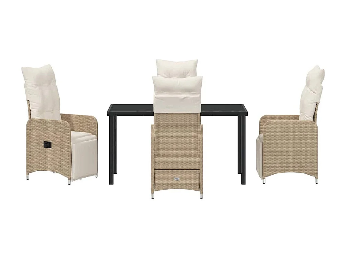 5-delige tuinset met kussens Beige Poly Rattan