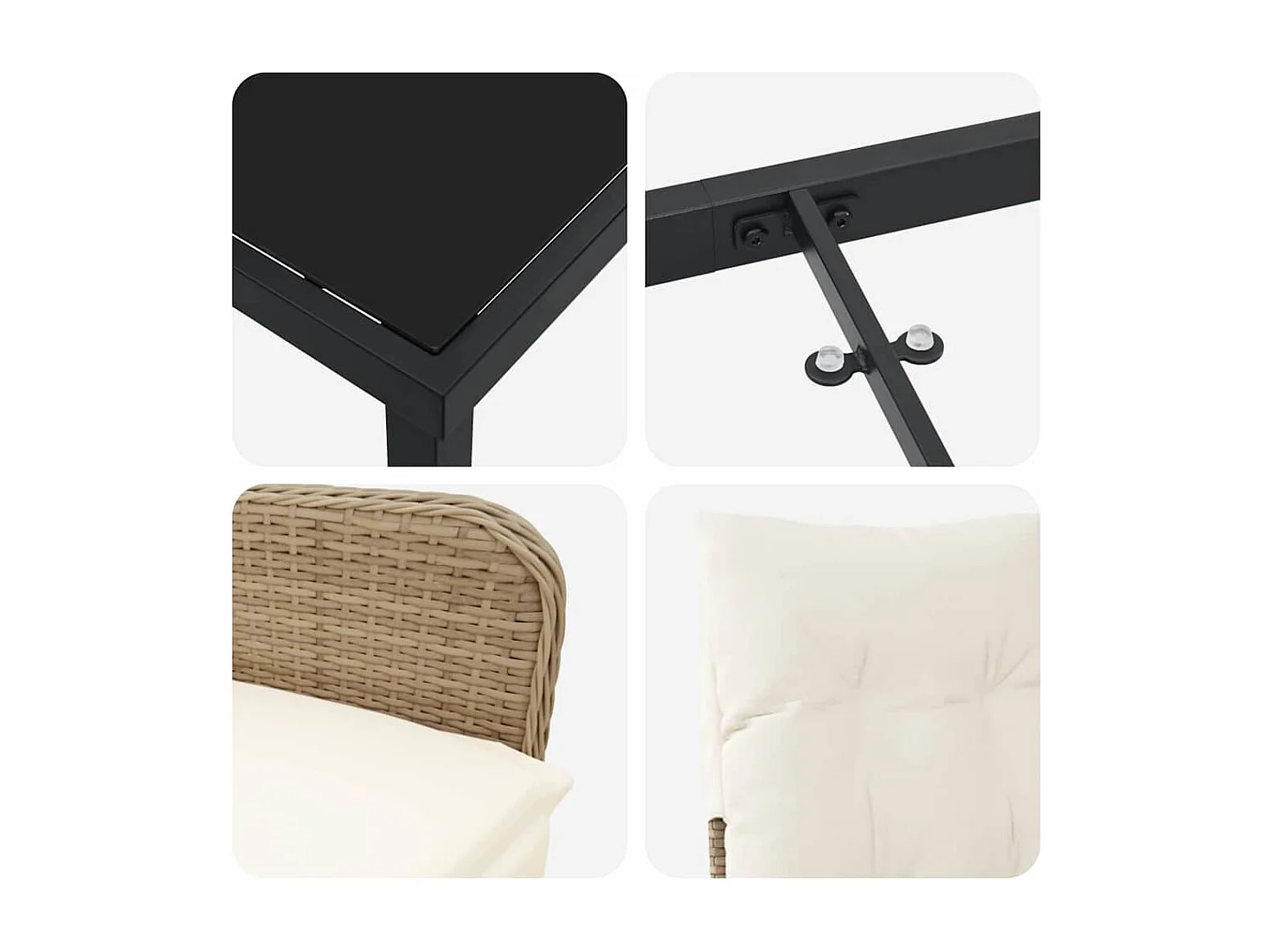 5-delige tuinset met kussens Beige Poly Rattan