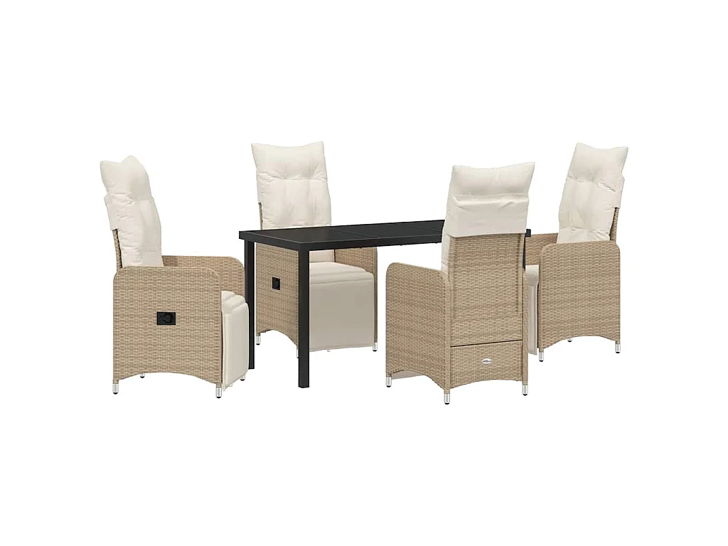 Conjunto de jardín de 5 piezas con cojines Ratán sintético beige