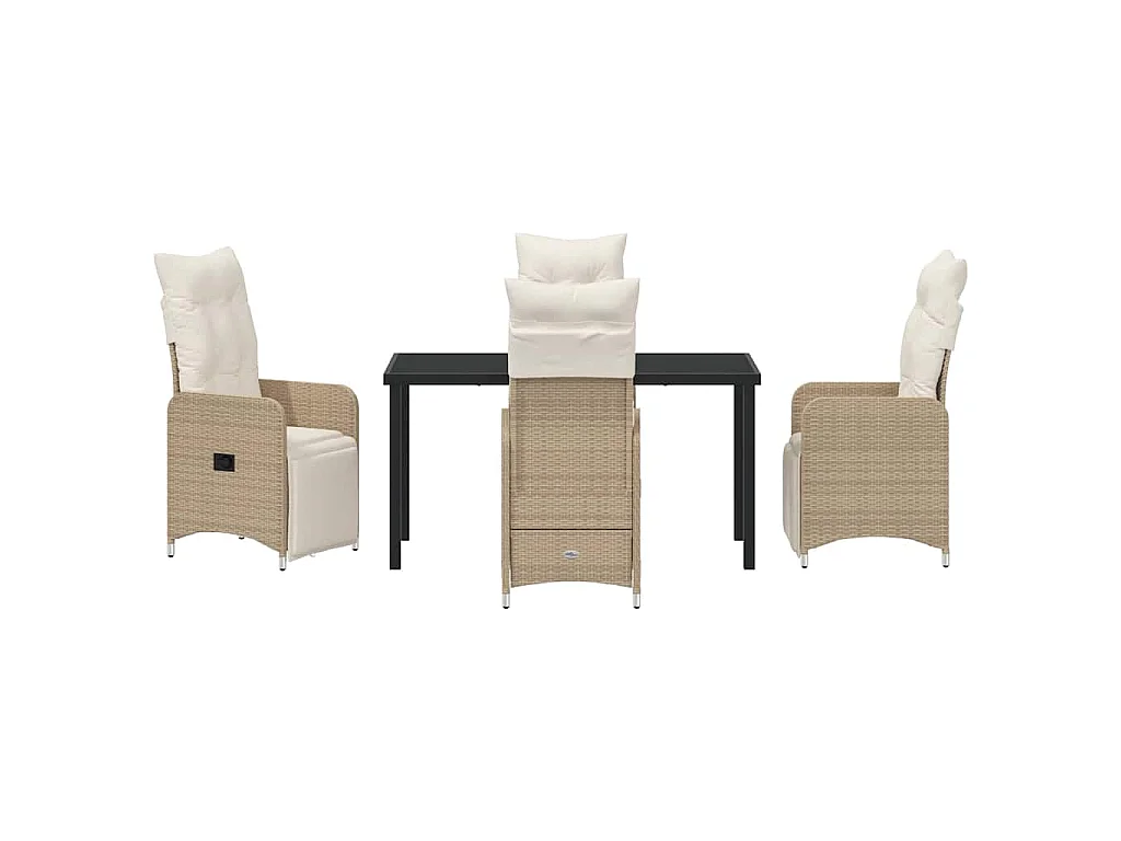 Conjunto de jardín de 5 piezas con cojines Ratán sintético beige