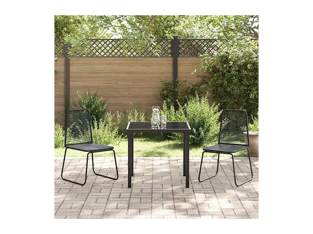 Set da pranzo da giardino nero da 3 pezzi