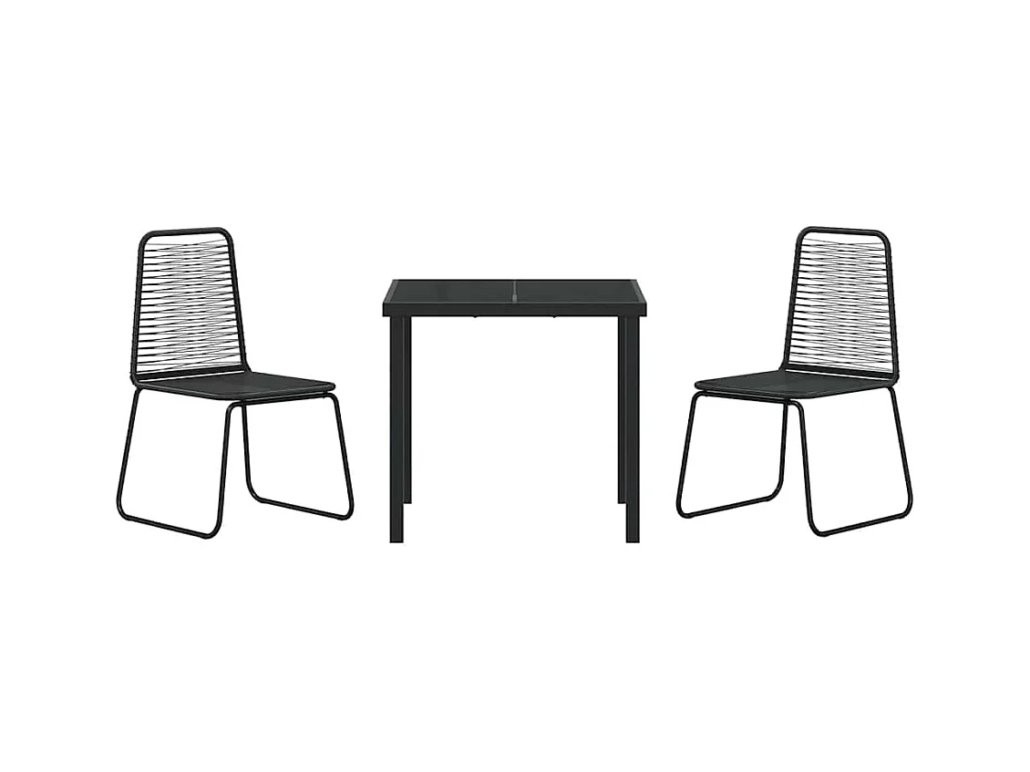 Set da pranzo da giardino nero da 3 pezzi