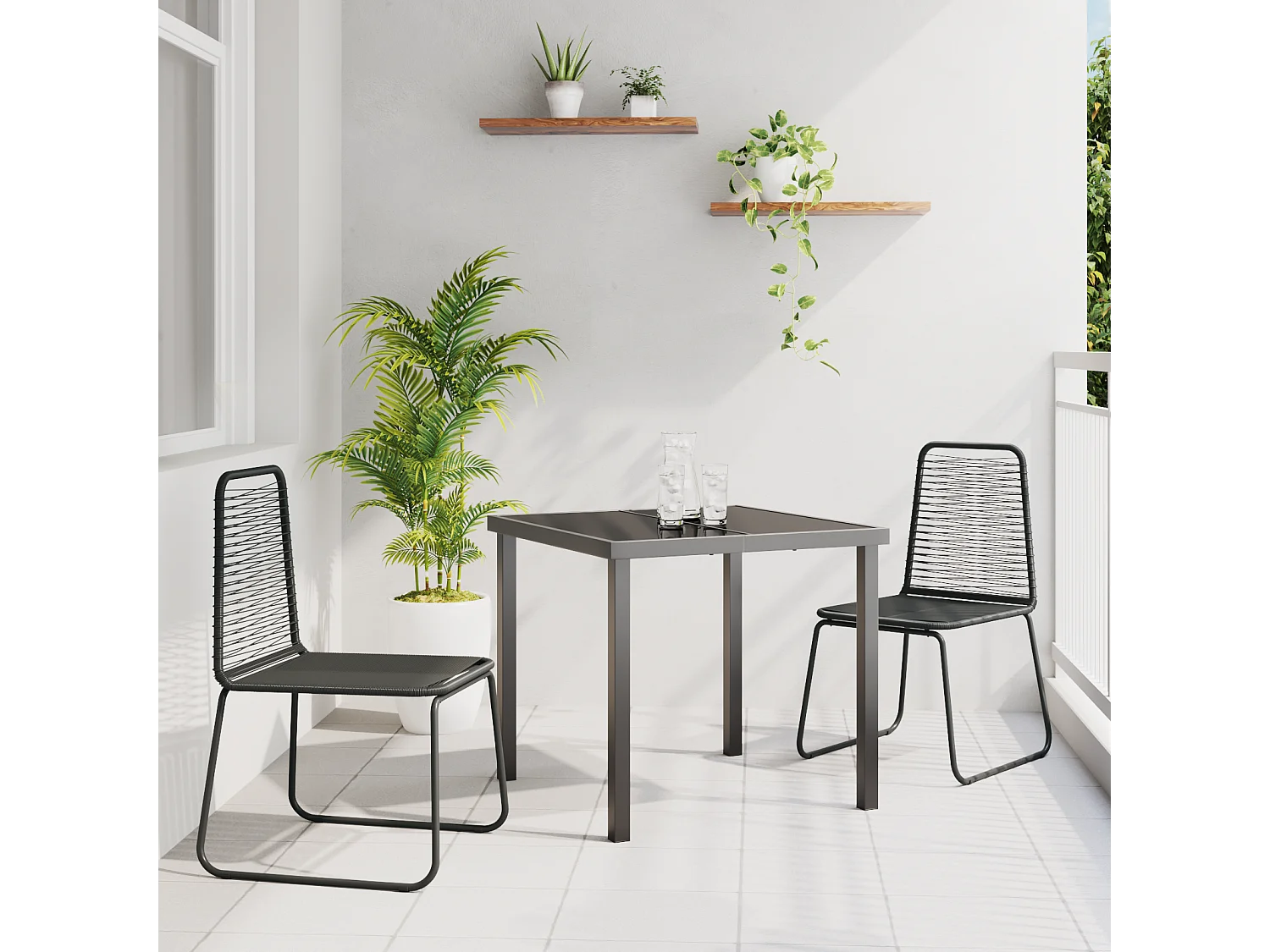 3-teiliges schwarzes Garten-Essset