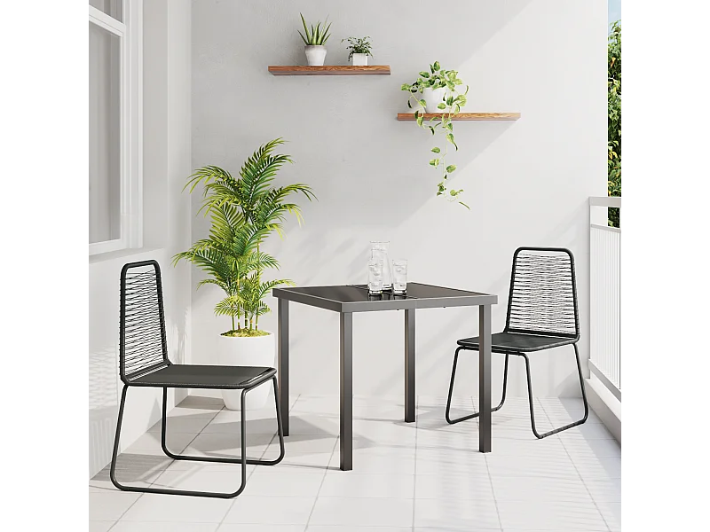 Ensemble de Salle à Manger de Jardin 3 Pièces Noir