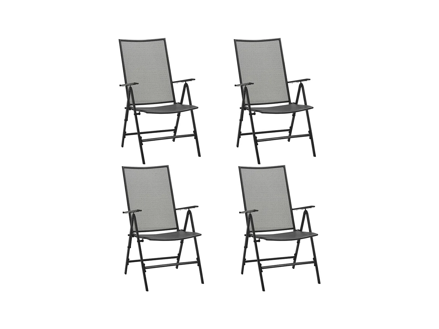 Chaises pliables en maille lot de 4 Acier Anthracite
