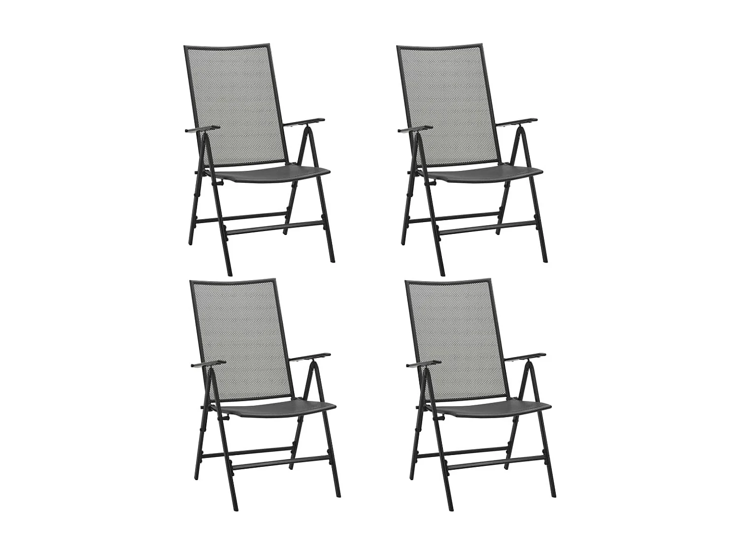 Chaises pliables en maille lot de 4 Acier Anthracite