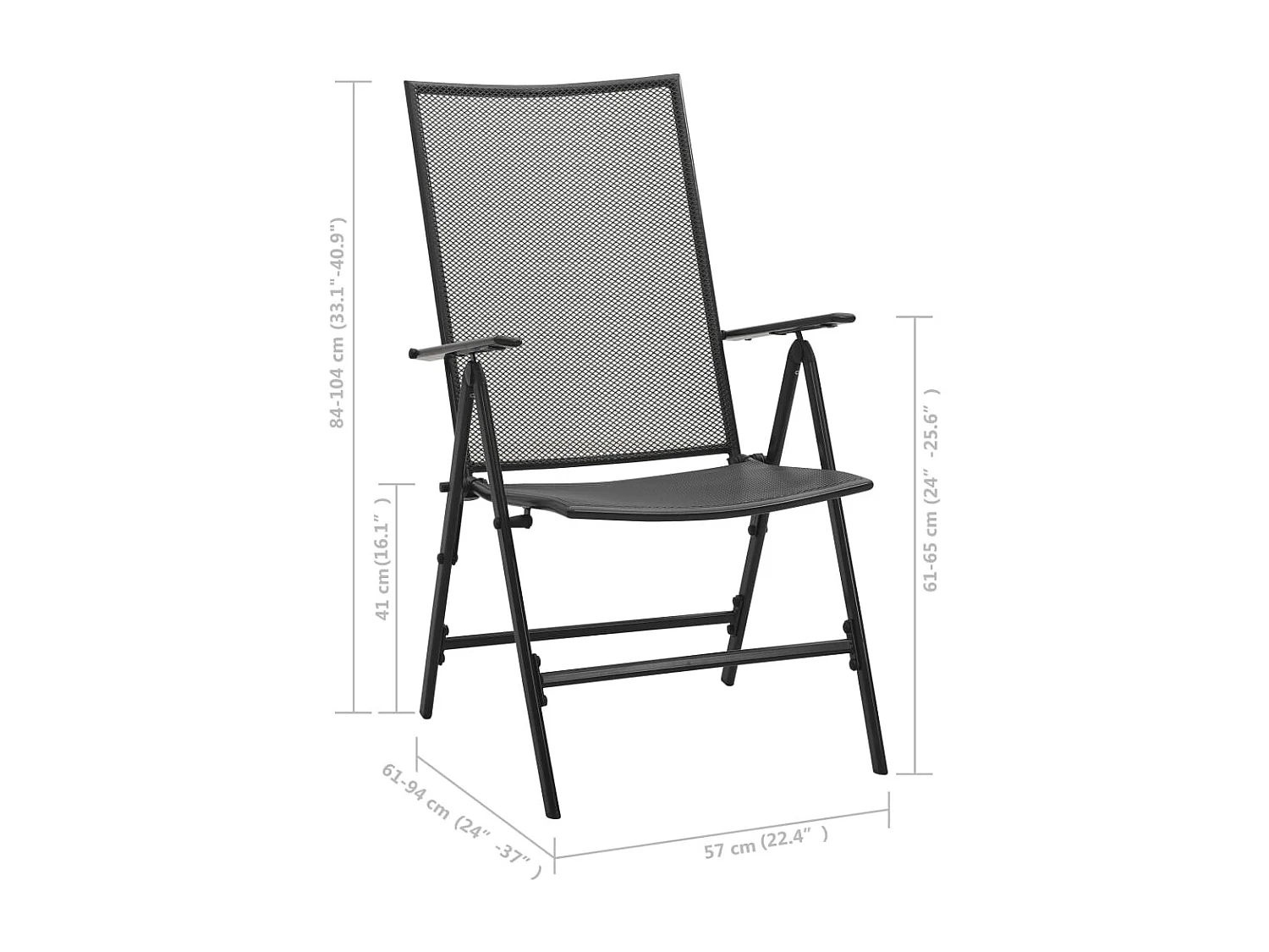 Chaises pliables en maille lot de 4 Acier Anthracite