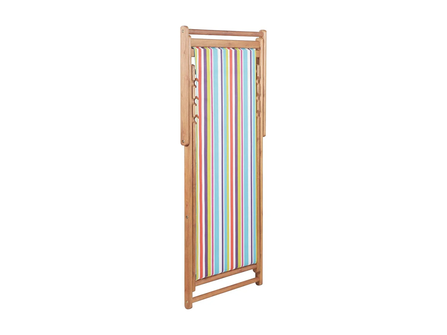 Silla de playa plegable de tela y estructura de madera multicolor