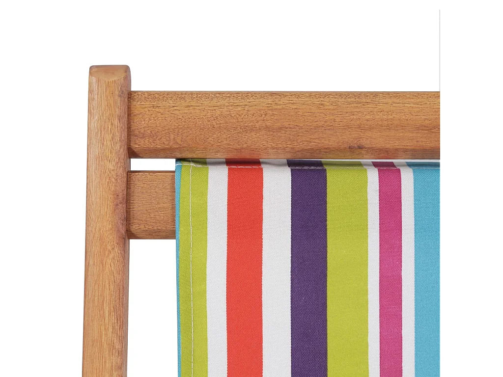 Silla de playa plegable de tela y estructura de madera multicolor