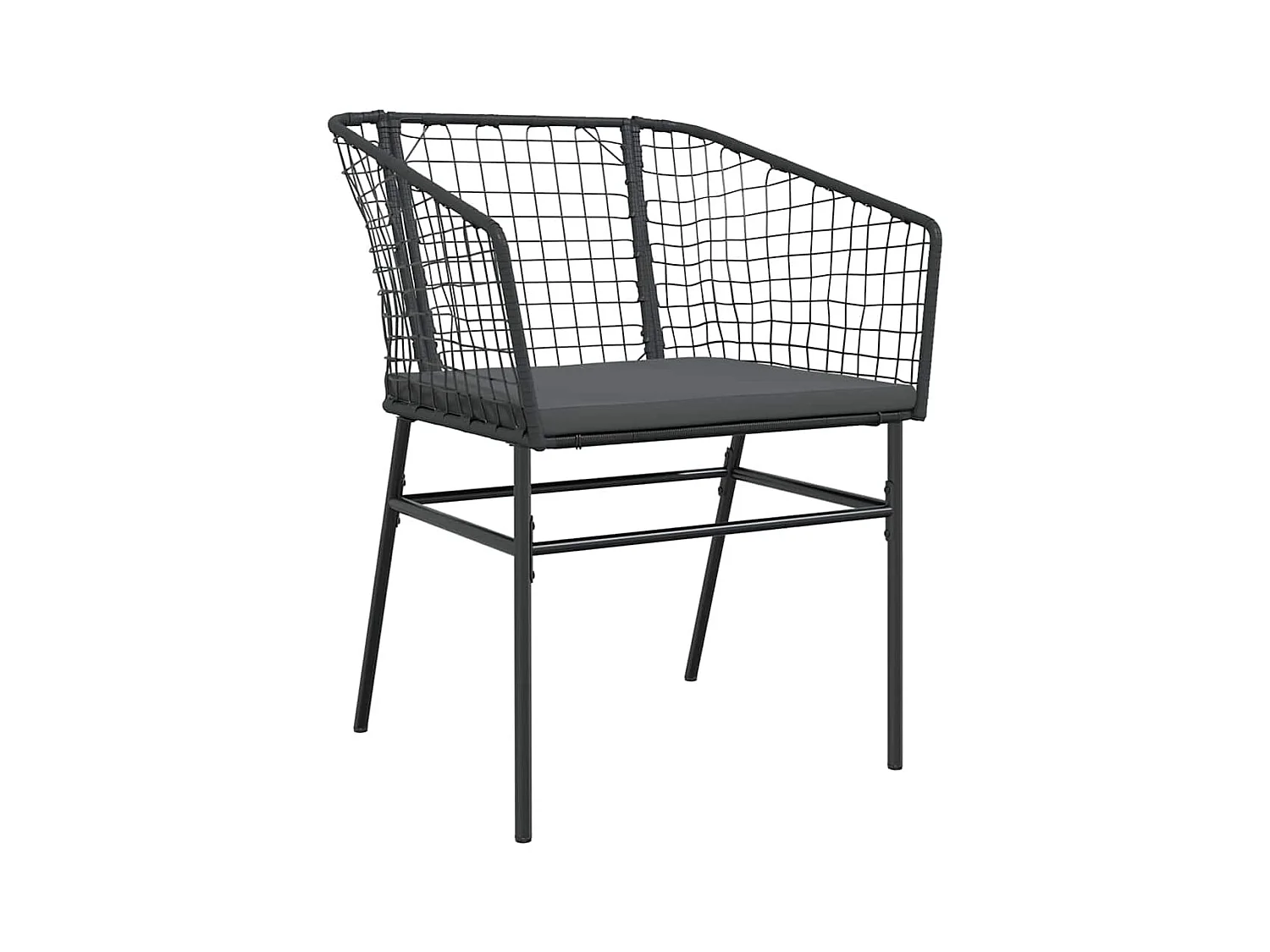 Ensemble de salle à manger de jardin 5 pièces avec coussins en poly rotin noir