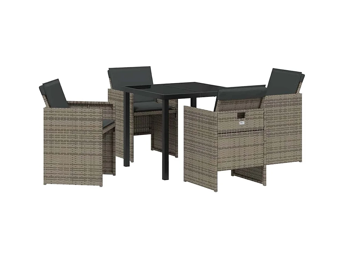 5-delige tuinset met grijze polyrotan kussens