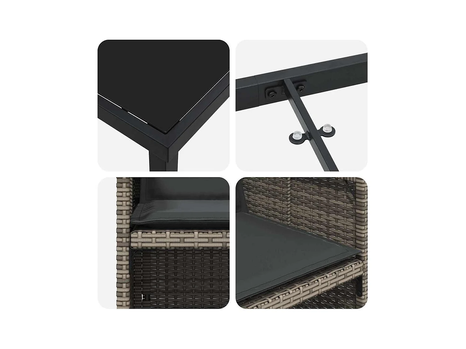 5-delige tuinset met grijze polyrotan kussens