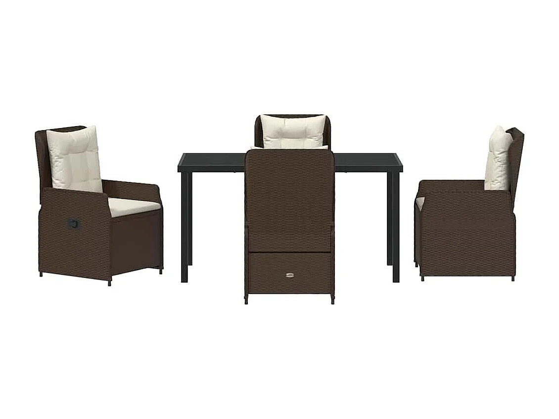 Ensemble de Salle à Manger de Jardin 5 Pièces en Poly Rattan Marron