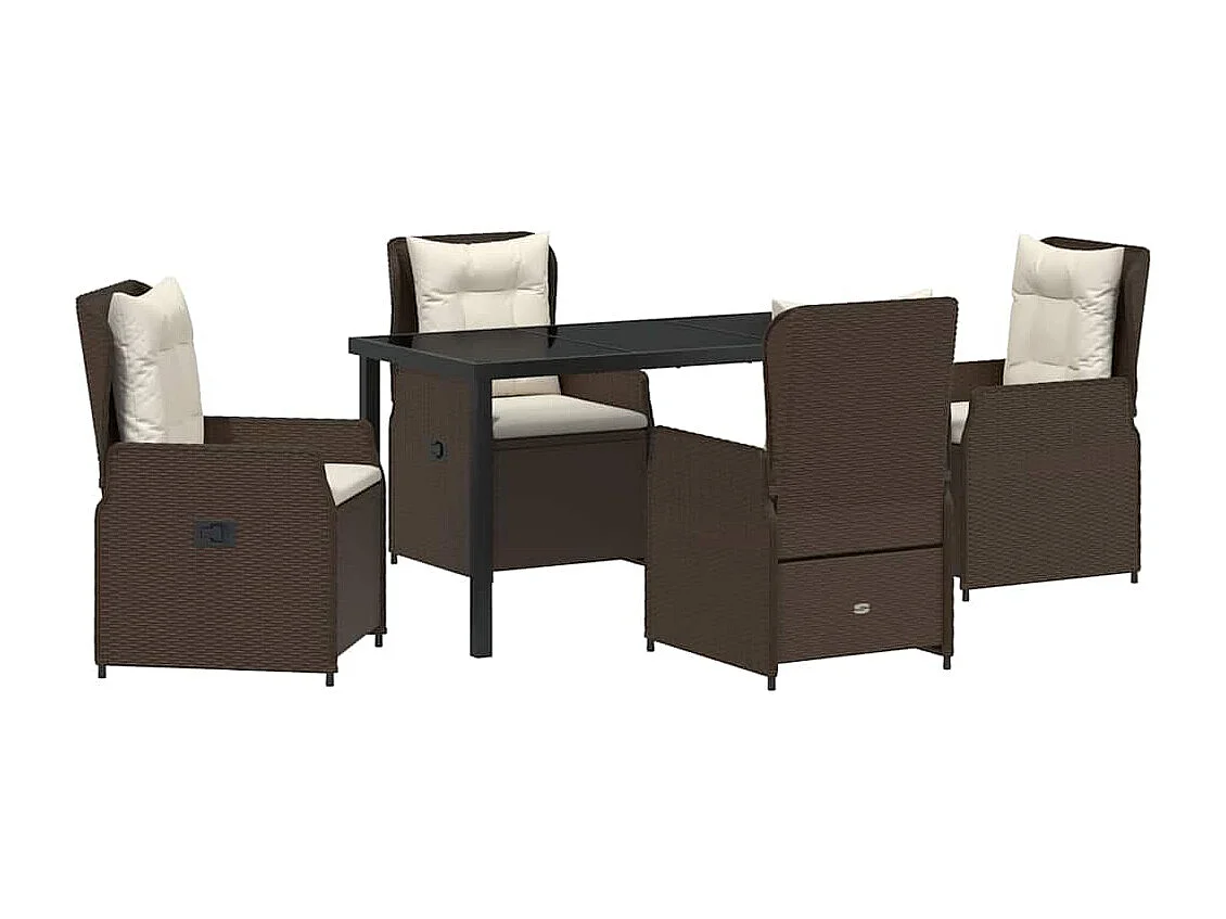 5-delige poly rattan tuinset bruin