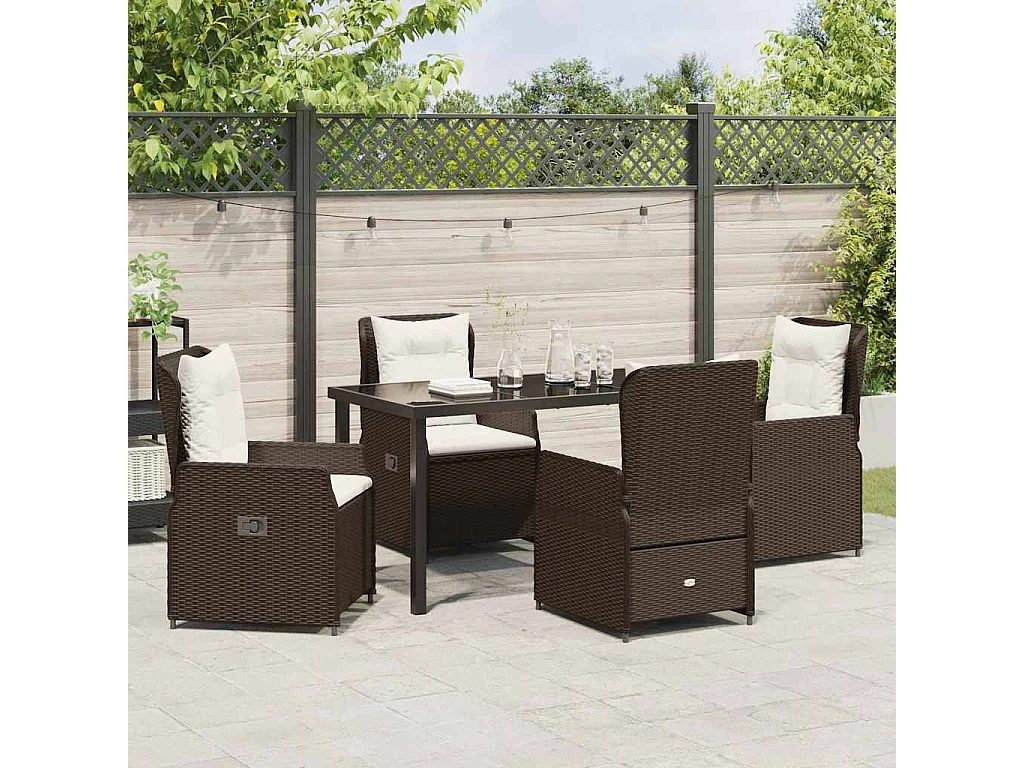 5-delige poly rattan tuinset bruin