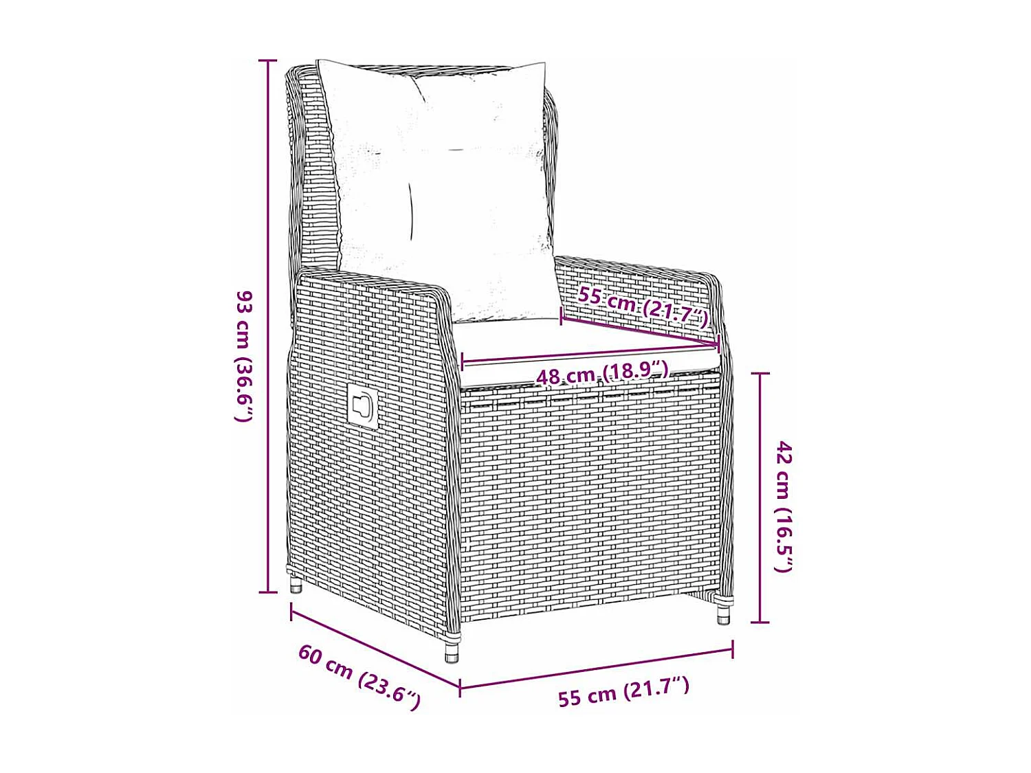 5-delige poly rattan tuinset bruin