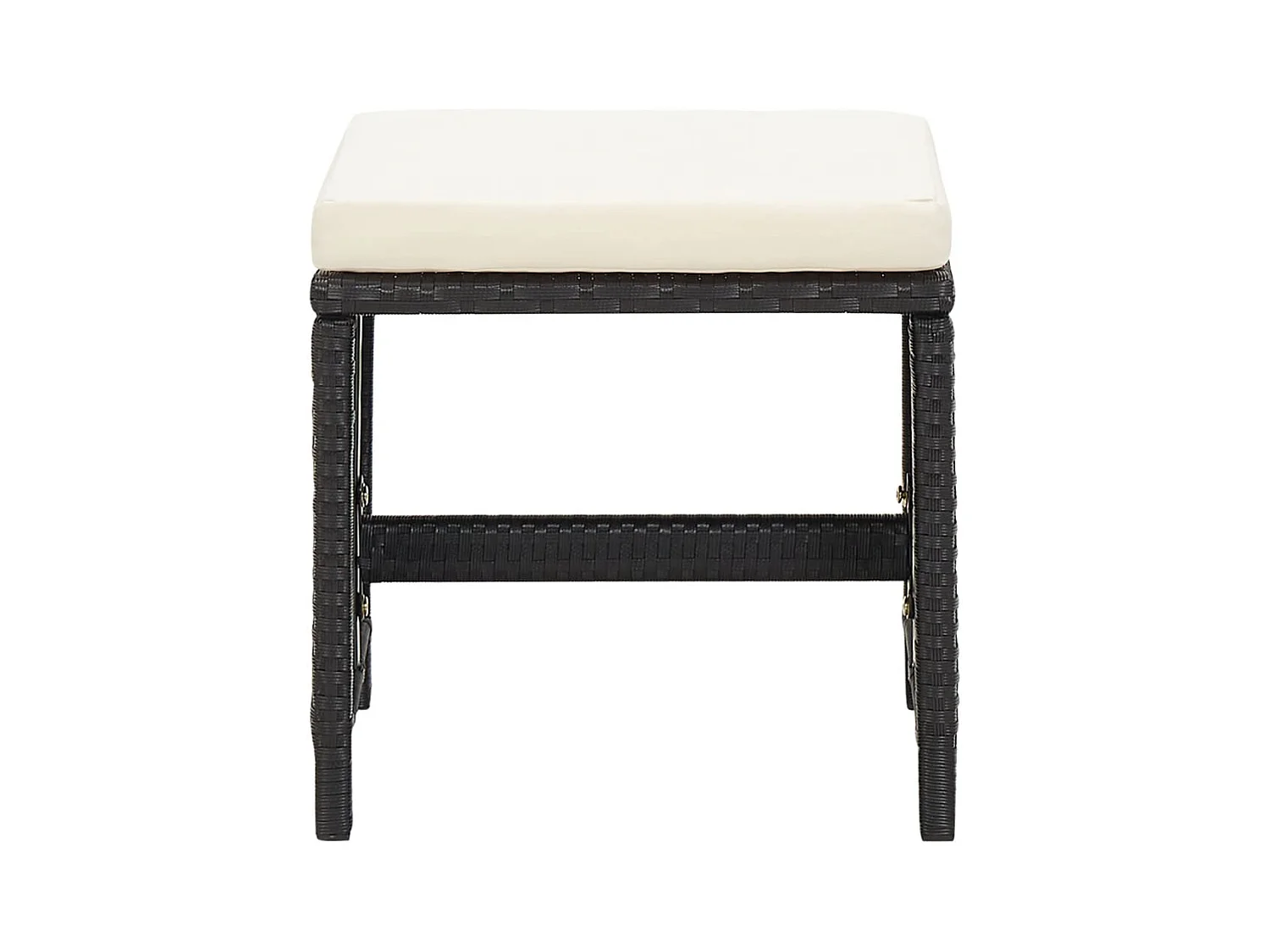 Set di 4 sgabelli da giardino con cuscini in resina intrecciata nera