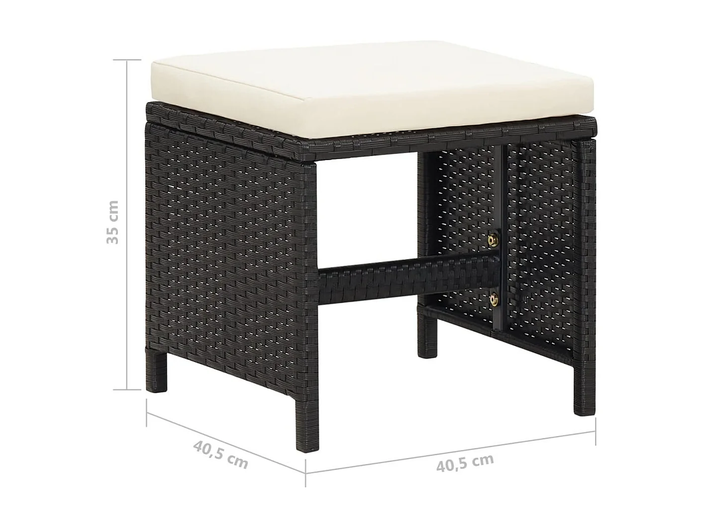 Set di 4 sgabelli da giardino con cuscini in resina intrecciata nera