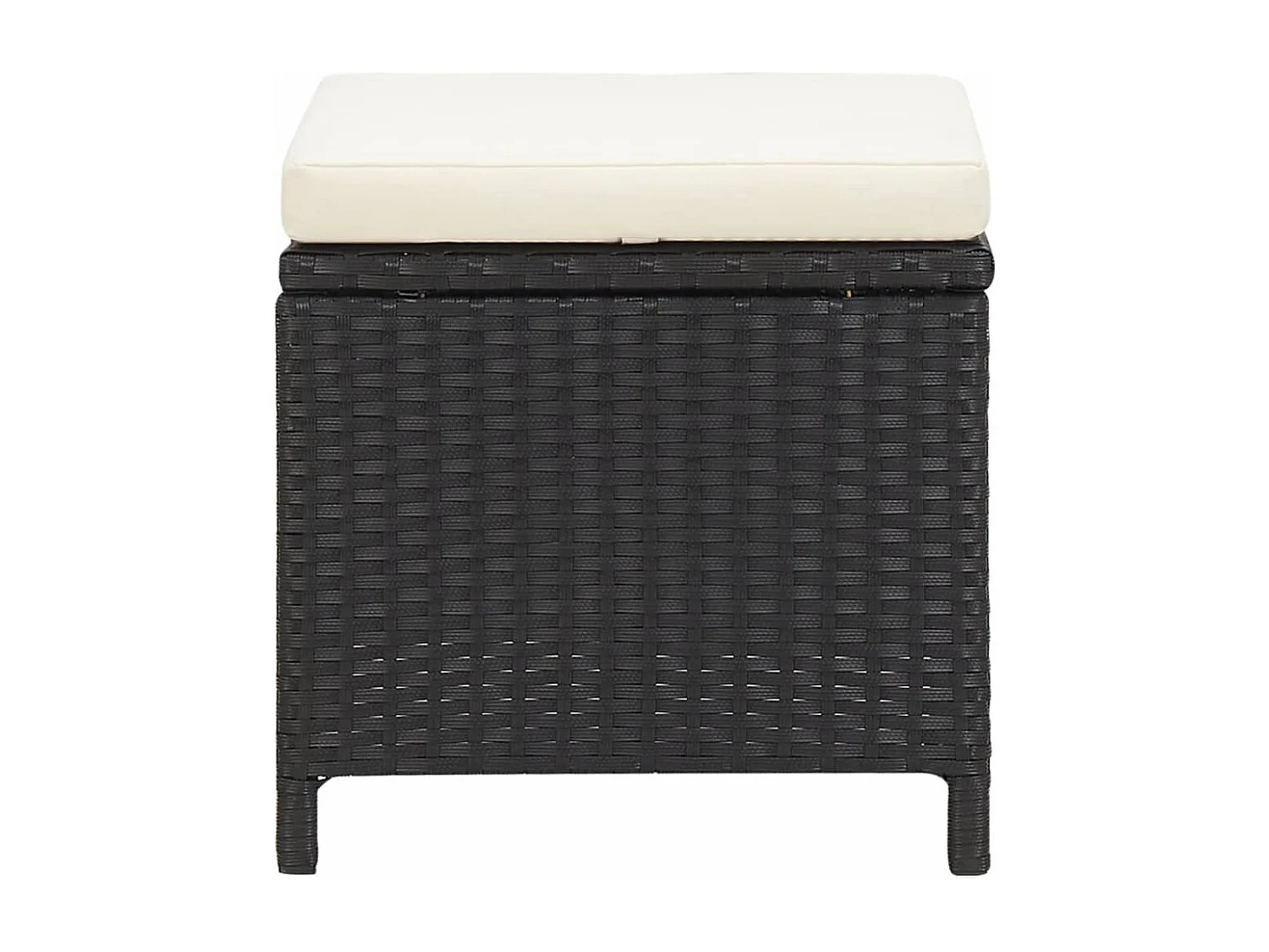 Tabourets de jardin lot de 4 avec coussins Résine tressée Noir