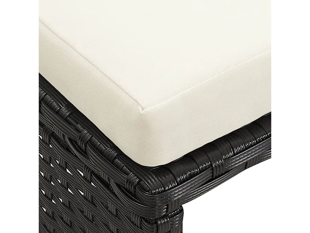 Tabourets de jardin lot de 4 avec coussins Résine tressée Noir