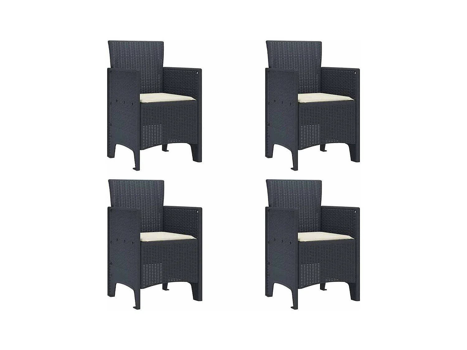 Chaises de jardin 4 pcs Anthracite avec coussins en poly rotin
