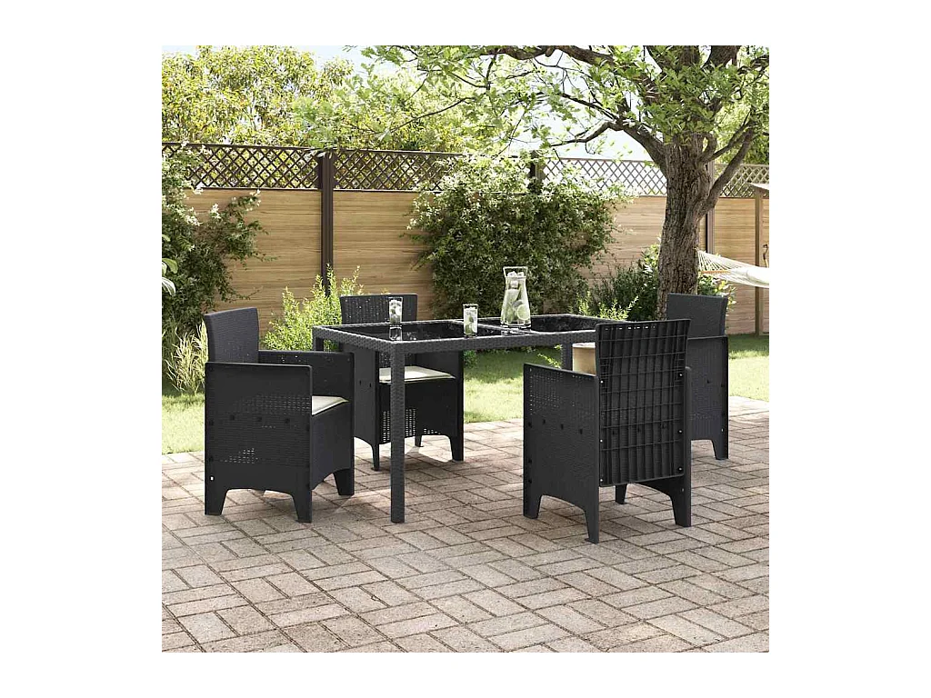 Chaises de jardin 4 pcs Anthracite avec coussins en poly rotin