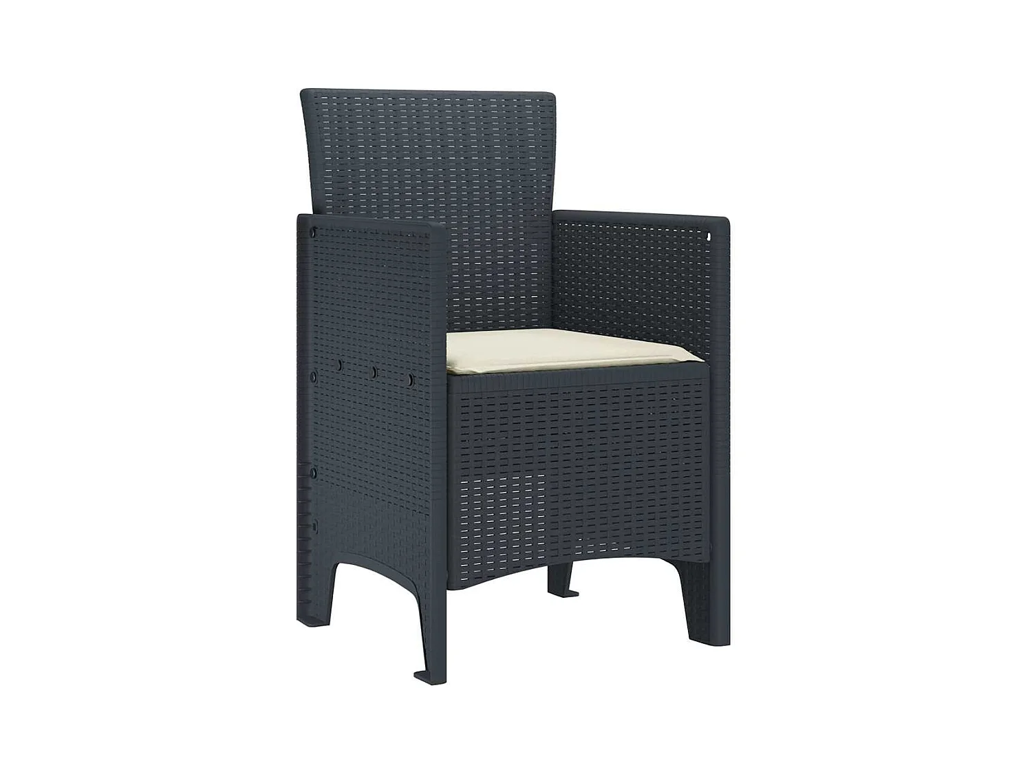Chaises de jardin 4 pcs Anthracite avec coussins en poly rotin