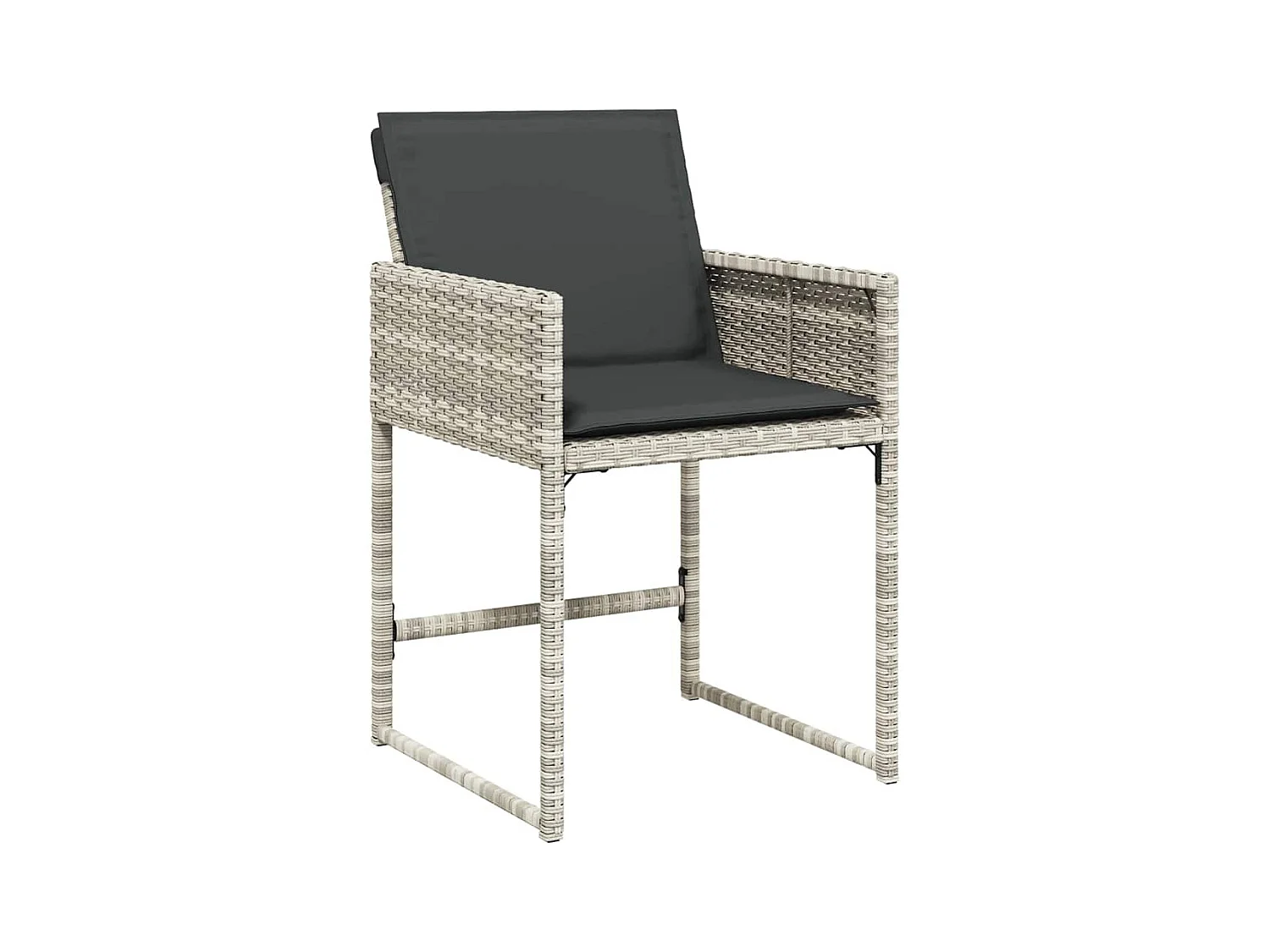 Ensemble de salle à manger de jardin 5 pièces avec coussins gris clair en rattan synthétique