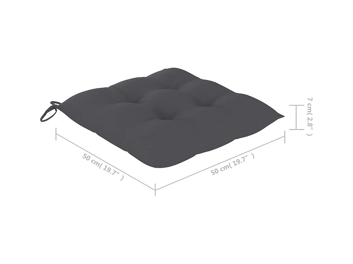 Set di 3 sedie da pranzo da giardino con cuscini in legno massello di acacia