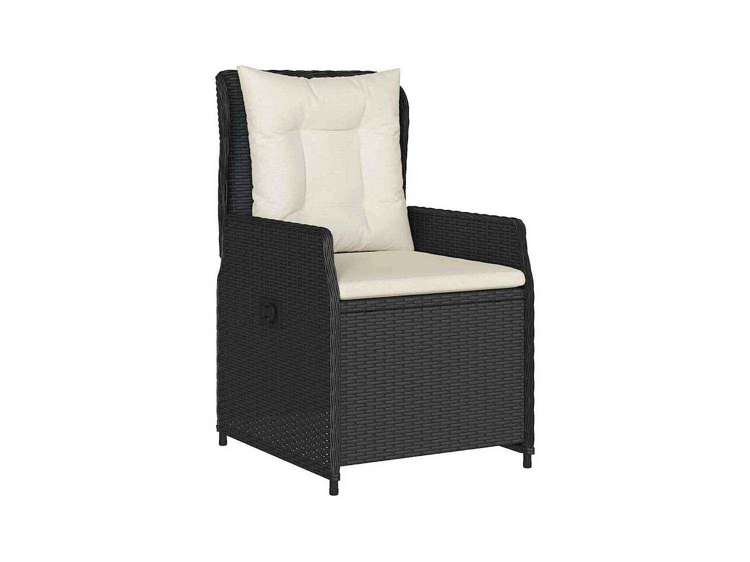 Set da pranzo da giardino in polyrattan nero da 7 pezzi