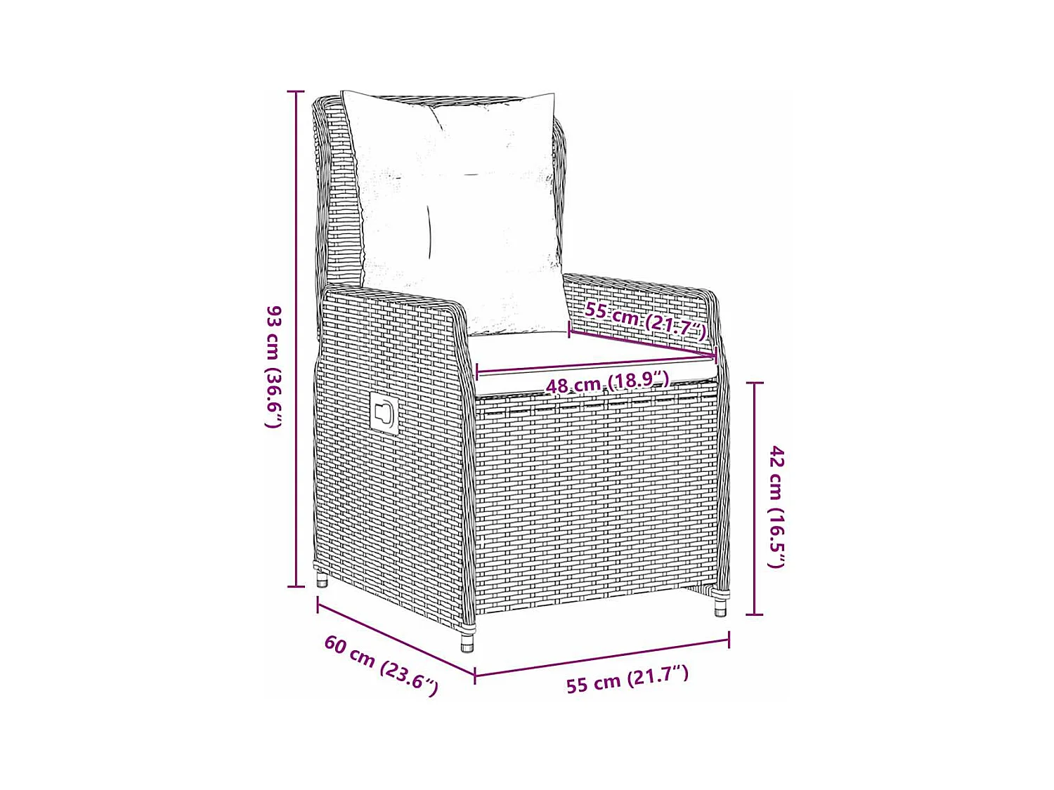Set da pranzo da giardino in polyrattan nero da 7 pezzi