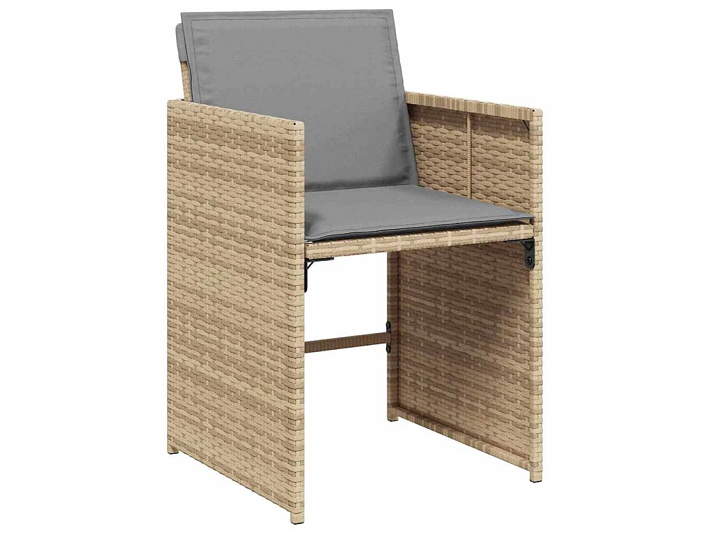 Juego de comedor de jardín de 5 piezas con cojines de ratán sintético beige