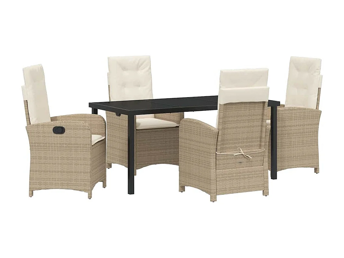 5-delige tuinset met beige polyrattan kussens