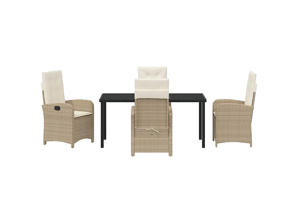 Conjunto de comedor de jardín de 5 piezas con cojines de polirratán beige