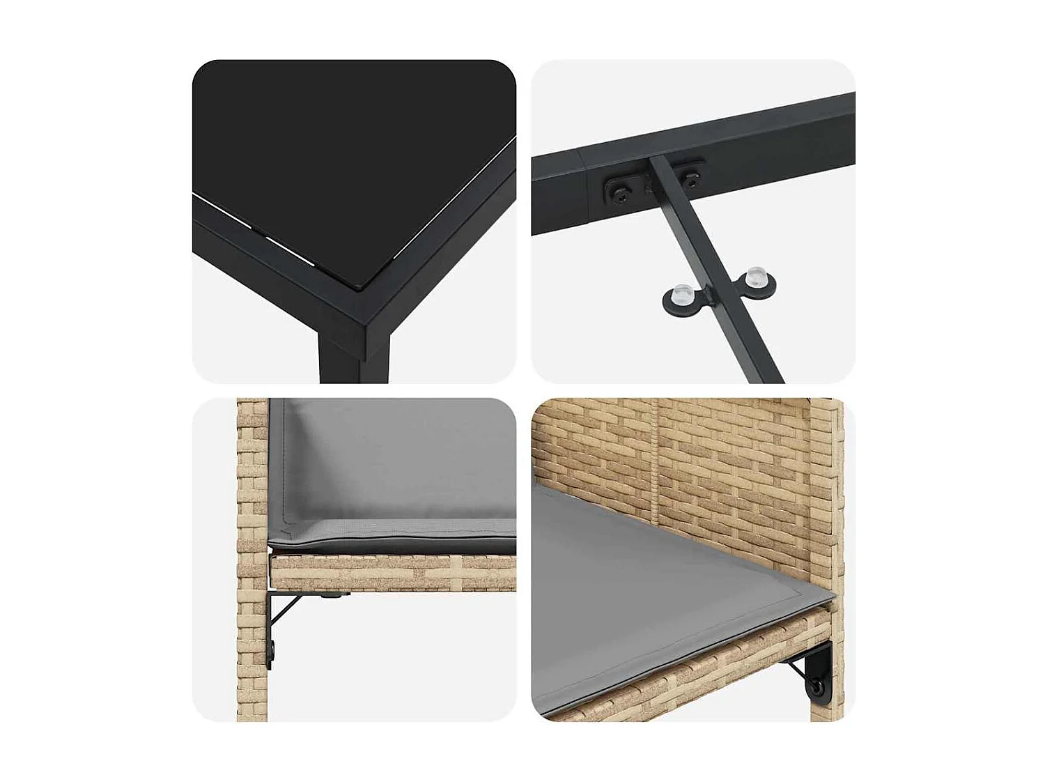 Set da pranzo da giardino 5 pezzi con cuscini beige in polyrattan