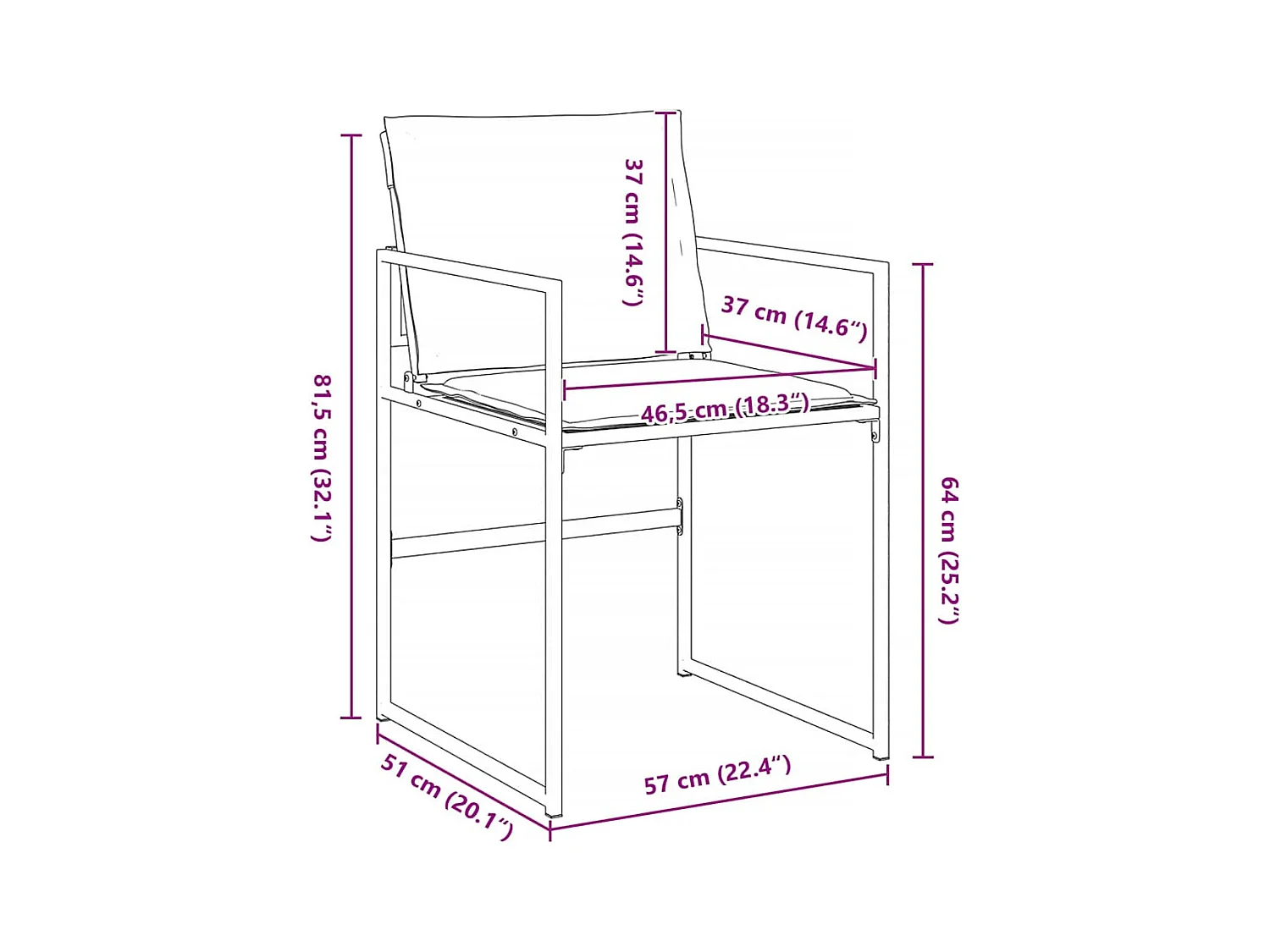 Ensemble de salle à manger de jardin 5 pièces avec coussins blanc Textilène et acier