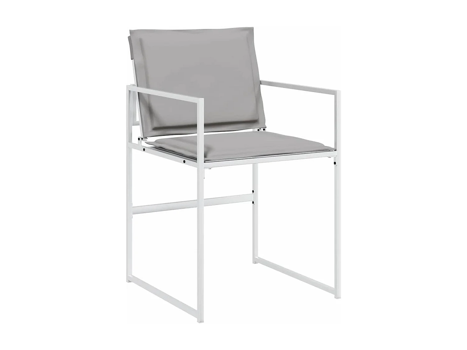 Ensemble de salle à manger de jardin 5 pièces avec coussins blanc Textilène et acier