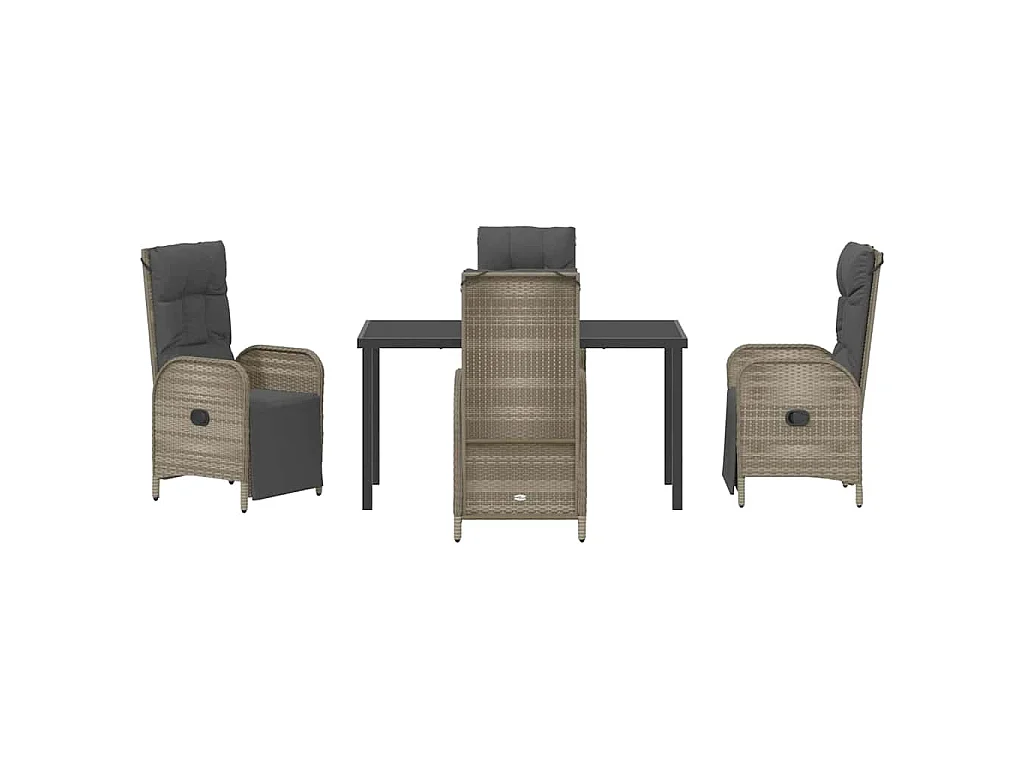 Set de salle à manger de jardin 5 pièces avec coussins Gris Poly rotin