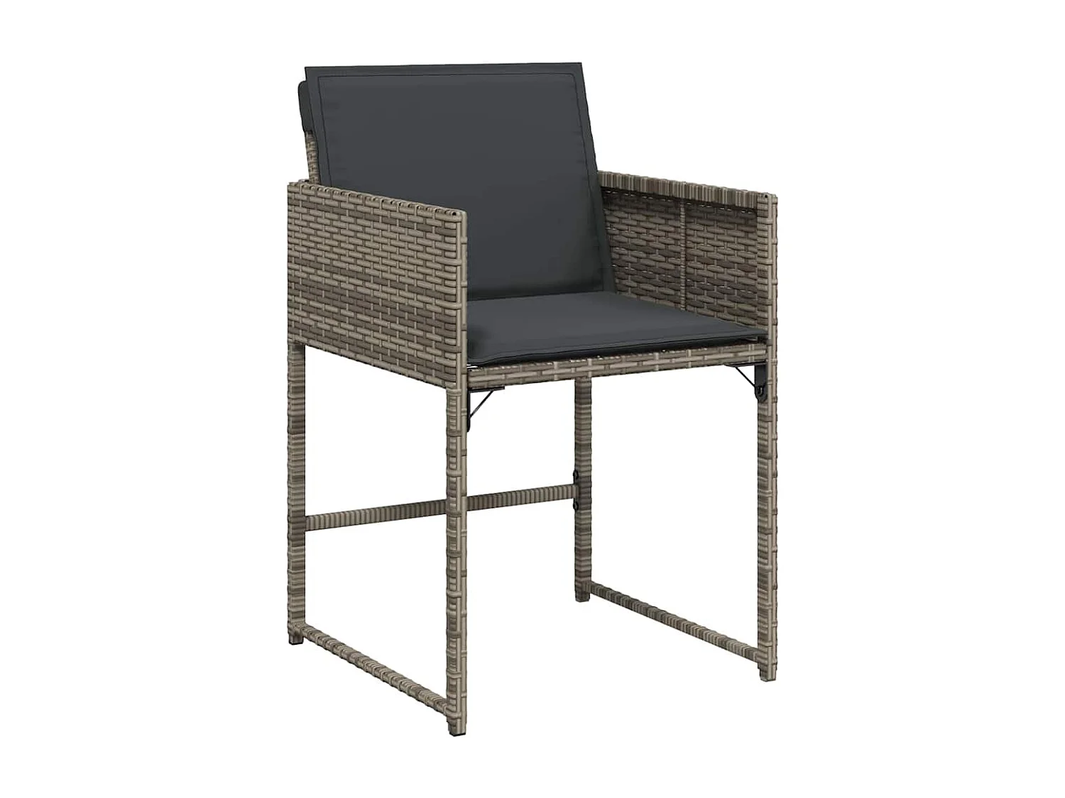 Set da pranzo da giardino 5 pezzi con cuscini in polyrattan grigio