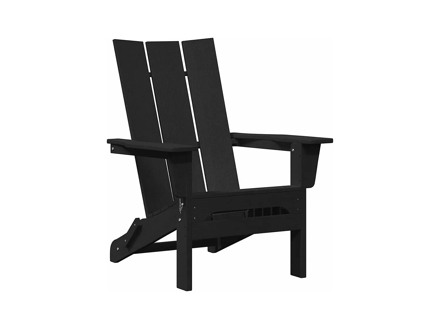 Silla Adirondack plegable negra de HDPE (74,5 x 80,5 x 90 cm)