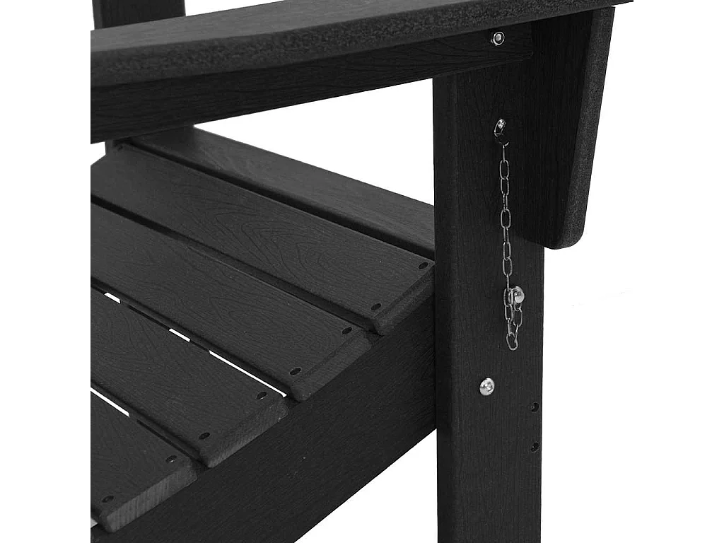 Silla Adirondack plegable negra de HDPE (74,5 x 80,5 x 90 cm)