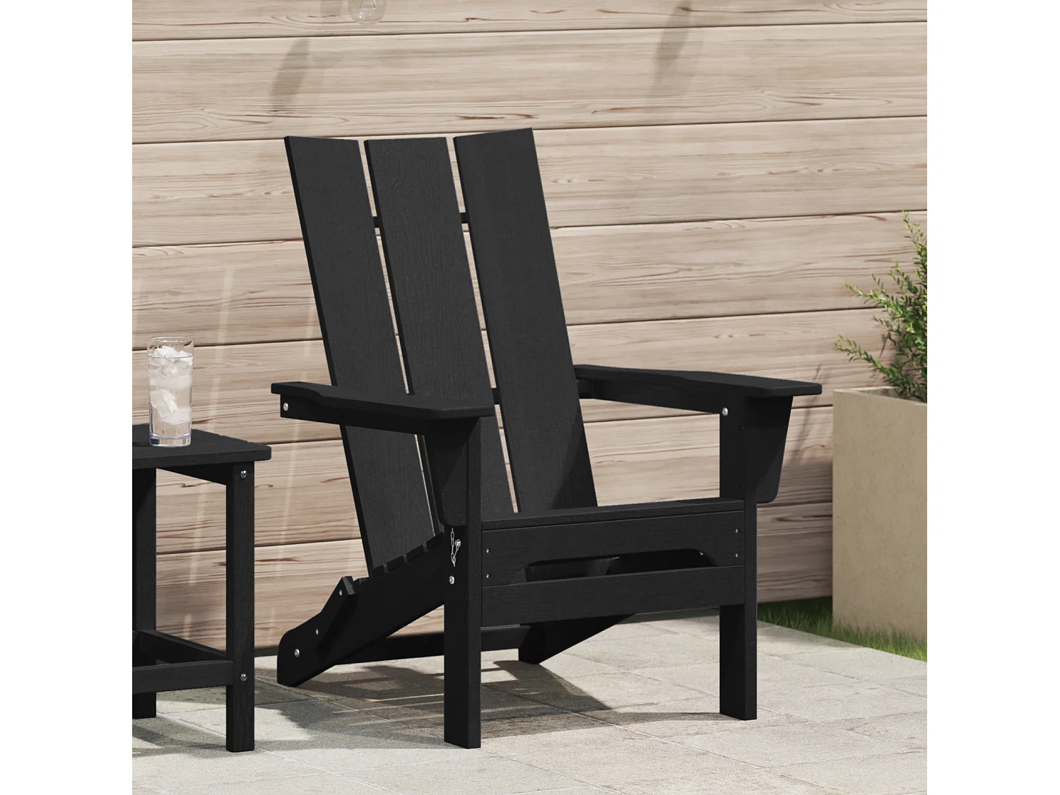 Chaise Adirondack pliante Noire 74,5x80,5x90 cm HDPE